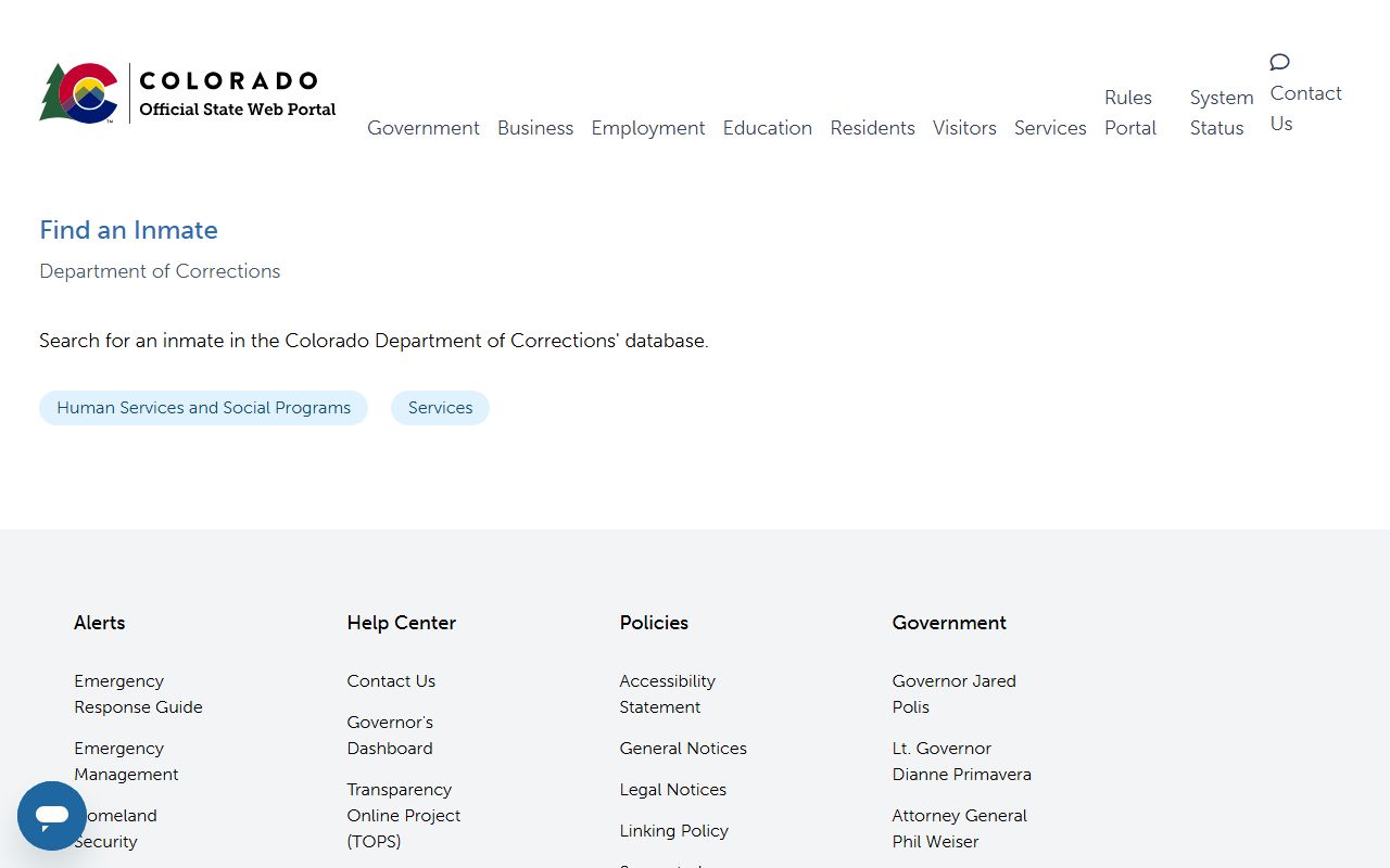 El Paso County released inmates Colorado Department of Corrections locator search page