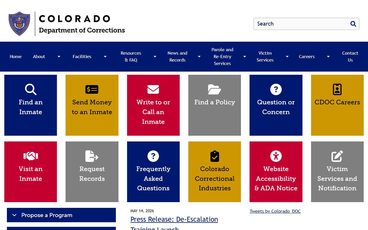 El Paso County released inmates Colorado Department of Corrections homepage