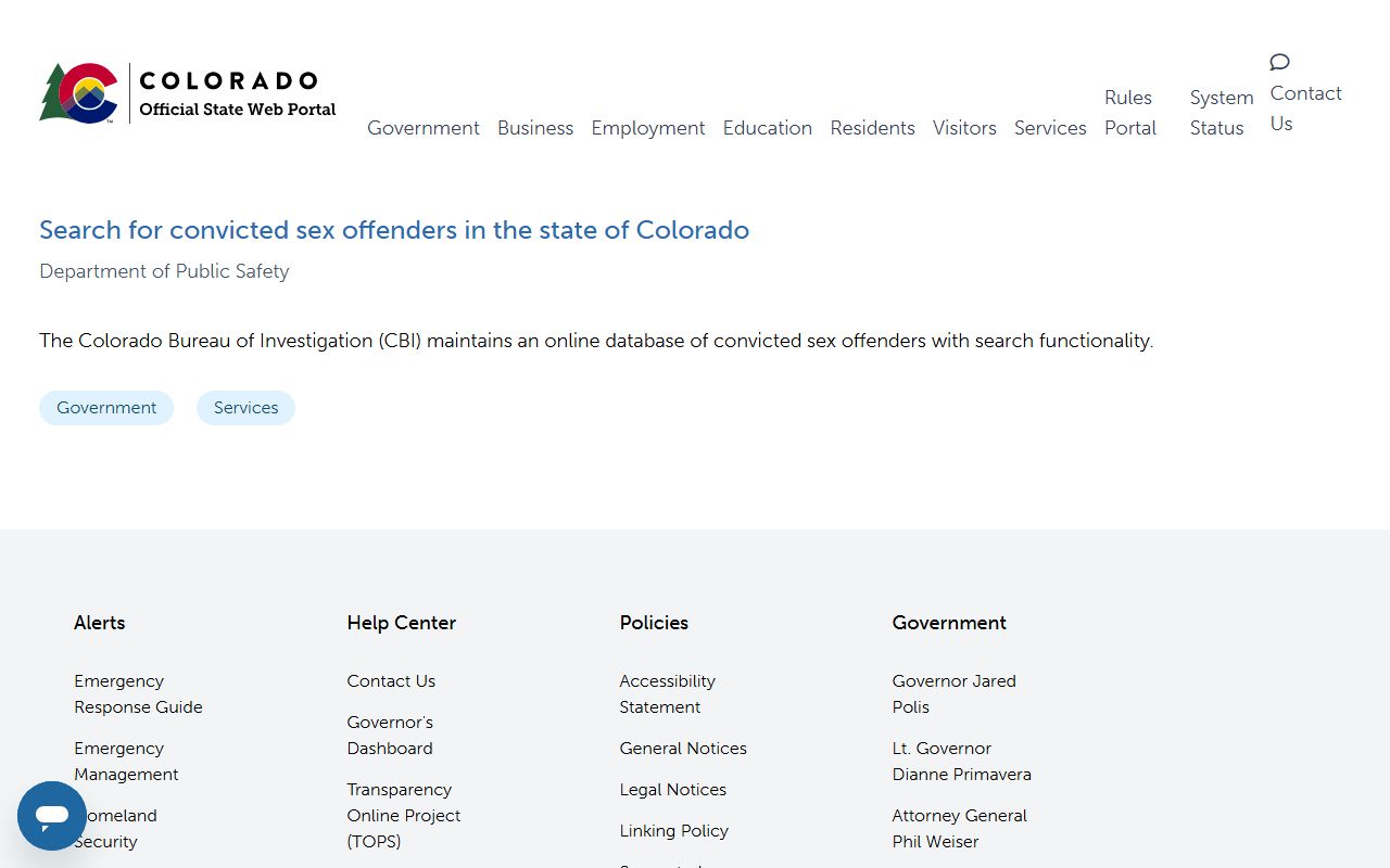 El Paso County released inmates Colorado sex offender registry service page