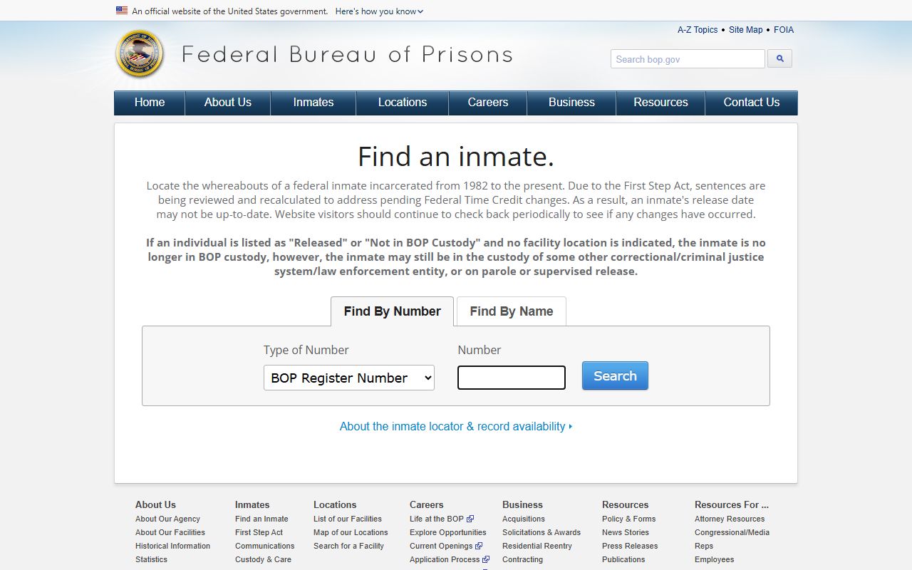 El Paso County released inmates Federal Bureau of Prisons inmate locator