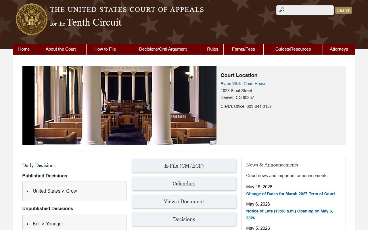 El Paso County District Court U.S. Court of Appeals Tenth Circuit page